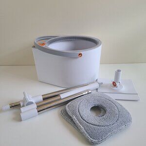 Joybos Spin Mop Bucket Set Microfiber 2 Pads & Adjustable Stainless Steel Handle